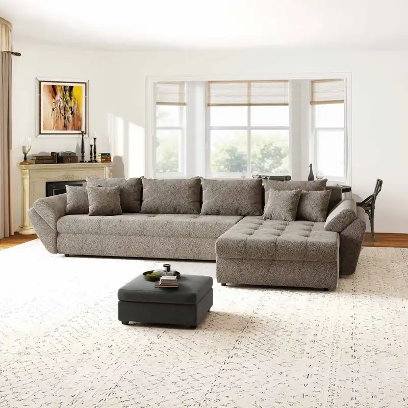 Preț promoțional Colțar extensibil dumonde cu ladă de depozitare Loana XL Arena Maro II 335x185 cm