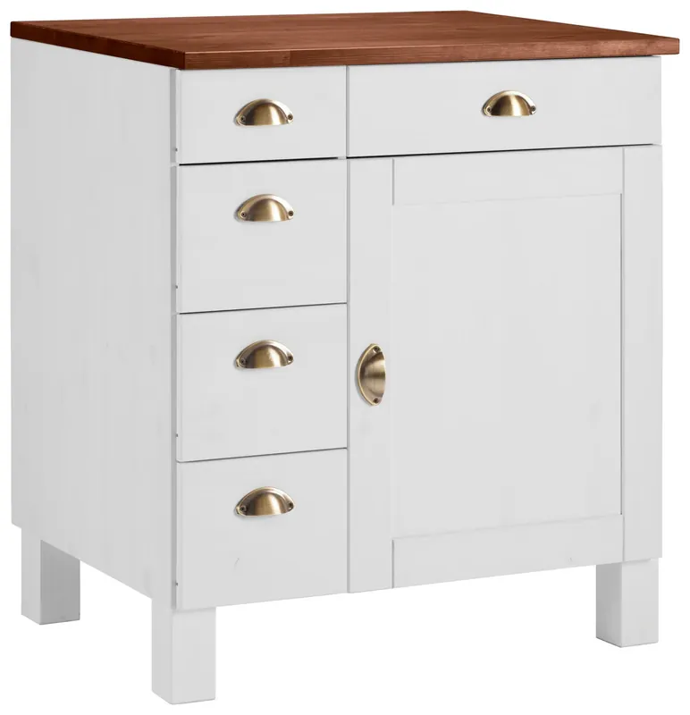 Dulap de bucătărie Oslo din lemn de pin alb cu blat 75x60 cm Preț redus
