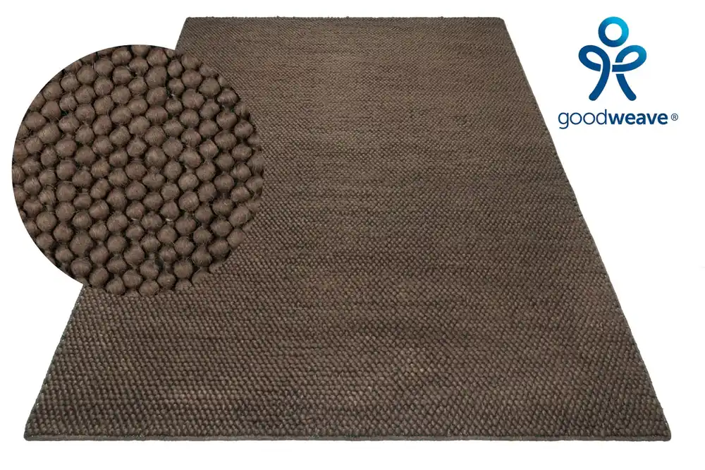 Calitate înaltă Covor din lână Ainhoa model cu noduri maro inchis 200x300 cm