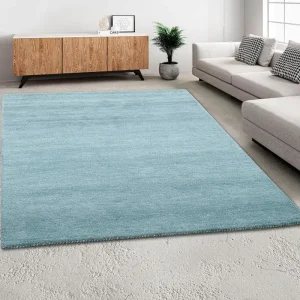 Expediere rapidă Covor »Gabbeh uni« din lână pură albastru deschis 120x180 cm