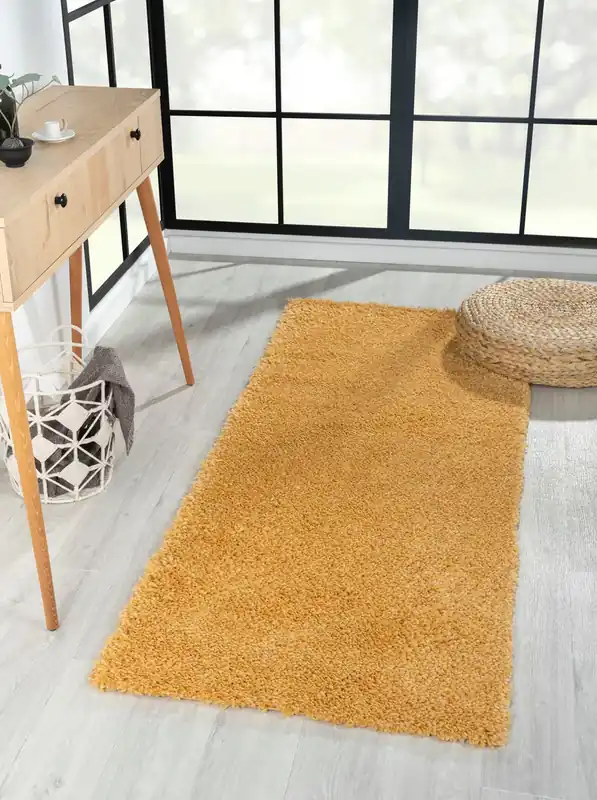 Preț redus Covor traversa MyShaggy galben foarte moale si pufos 80x200 cm